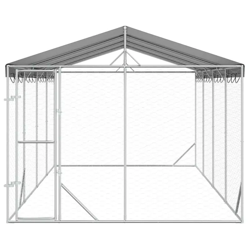 Lauko voljeras šunims su stogu, sidabrinis, 3x6x2,5m, plienas