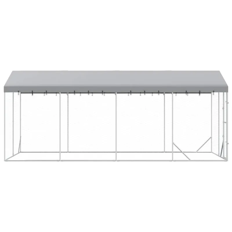 Lauko voljeras šunims su stogu, sidabrinis, 3x6x2,5m, plienas