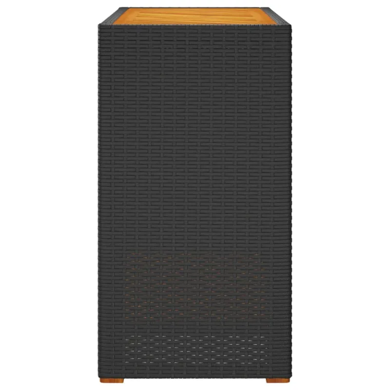Pöytä puupintaisella, musta, 100x40x75 cm, polyrattana