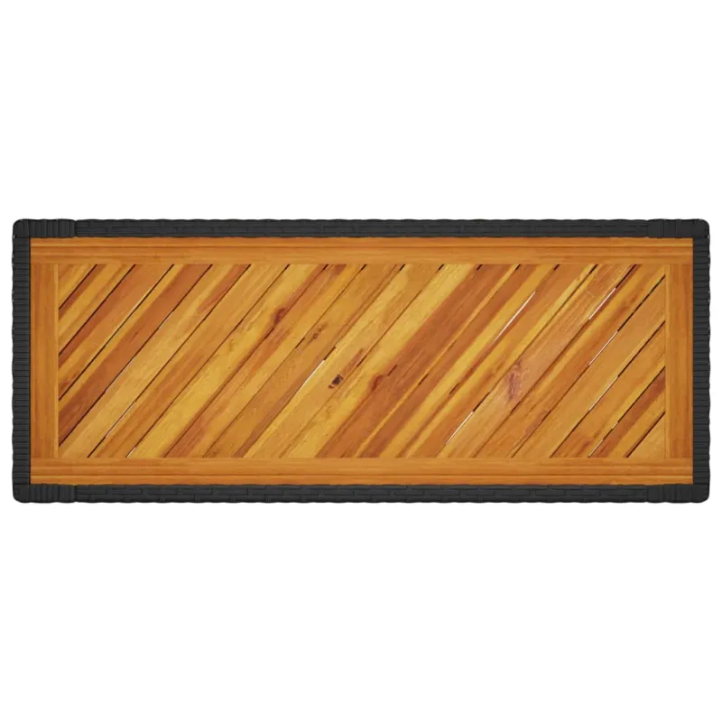 Pöytä puupintaisella, musta, 100x40x75 cm, polyrattana