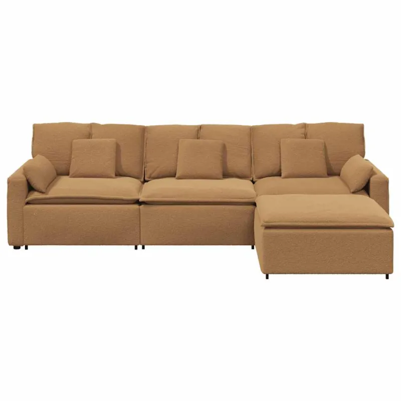 Modulinė sofa su pakoja ir pagalvėlėmis, smėlio spalvos