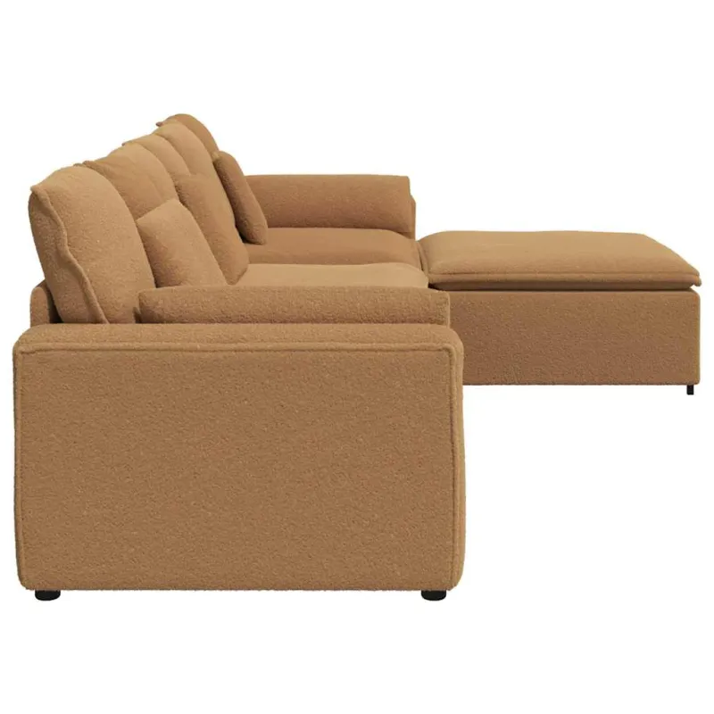 Modulinė sofa su pakoja ir pagalvėlėmis, smėlio spalvos