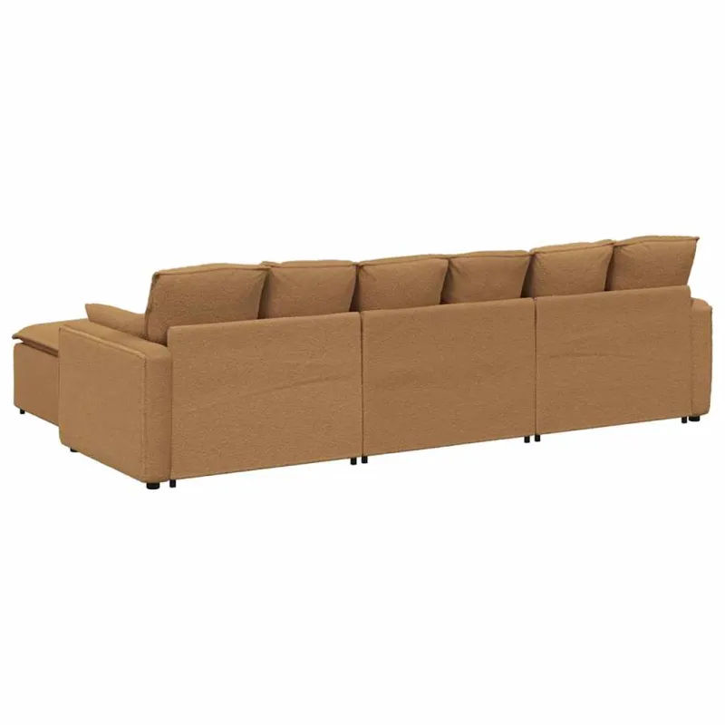Modulinė sofa su pakoja ir pagalvėlėmis, smėlio spalvos