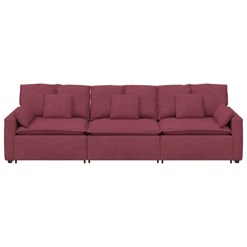Modulinė sofa su pagalvėlėmis, vyno raudonumo