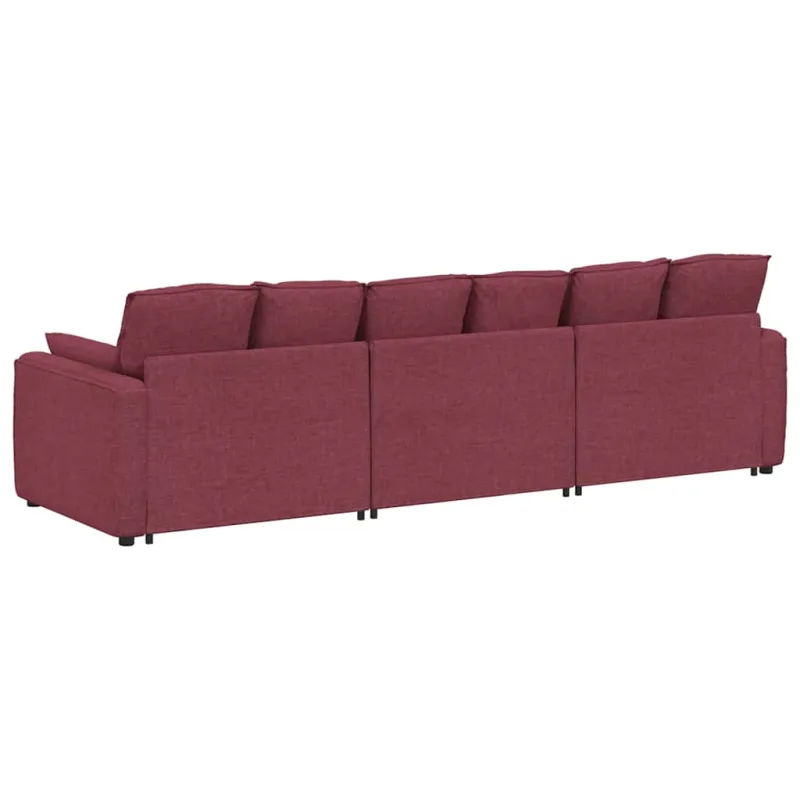 Modulinė sofa su pagalvėlėmis, vyno raudonumo