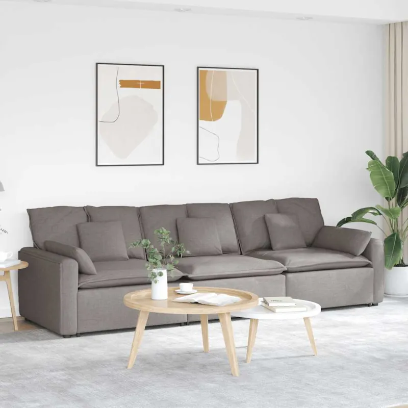 Modulinė sofa su pagalvėlėmis, pilkai ruda