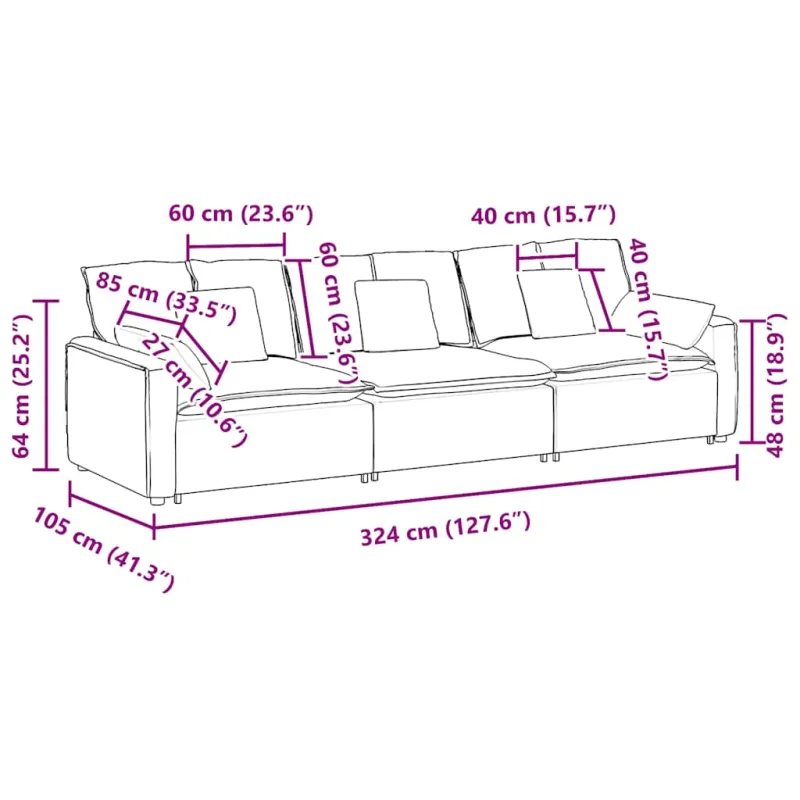 Modulinė sofa su pagalvėlėmis, pilkai ruda