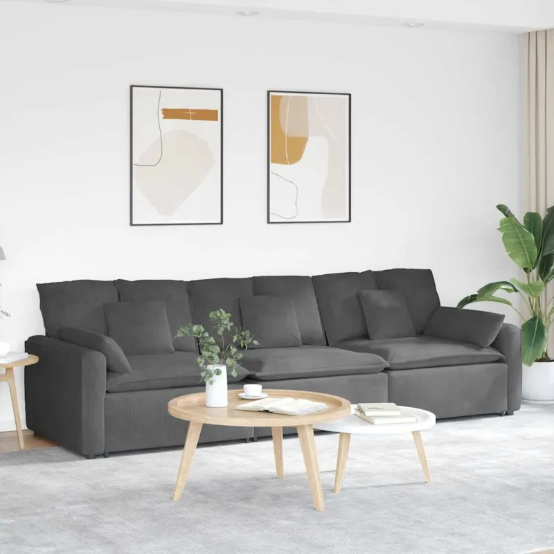Modulinė sofa su pagalvėlėmis, tamsiai pilka