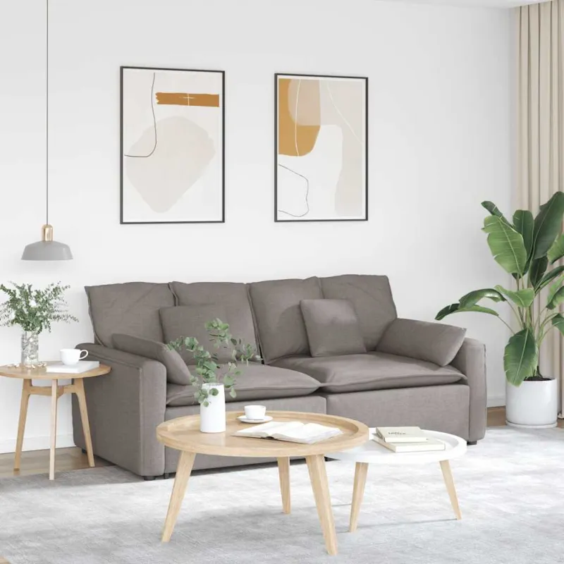 Modulinė sofa su pagalvėlėmis, pilkai ruda