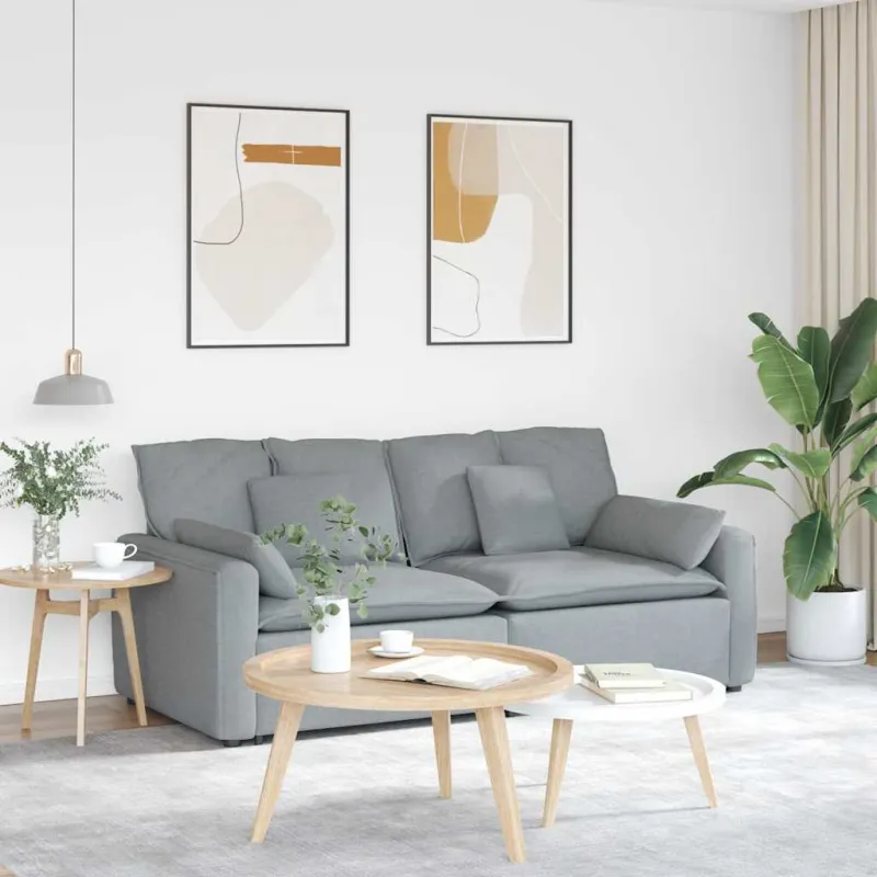 Modulinė sofa su pagalvėlėmis, šviesiai pilka