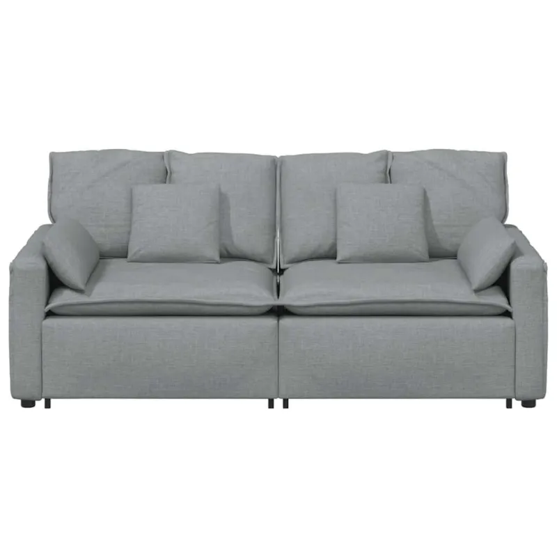 Modulinė sofa su pagalvėlėmis, šviesiai pilka
