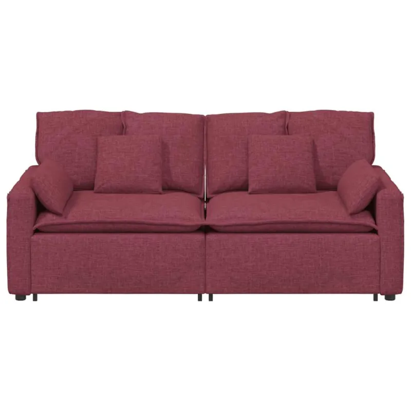Modulinė sofa su pagalvėlėmis, vyno raudonumo