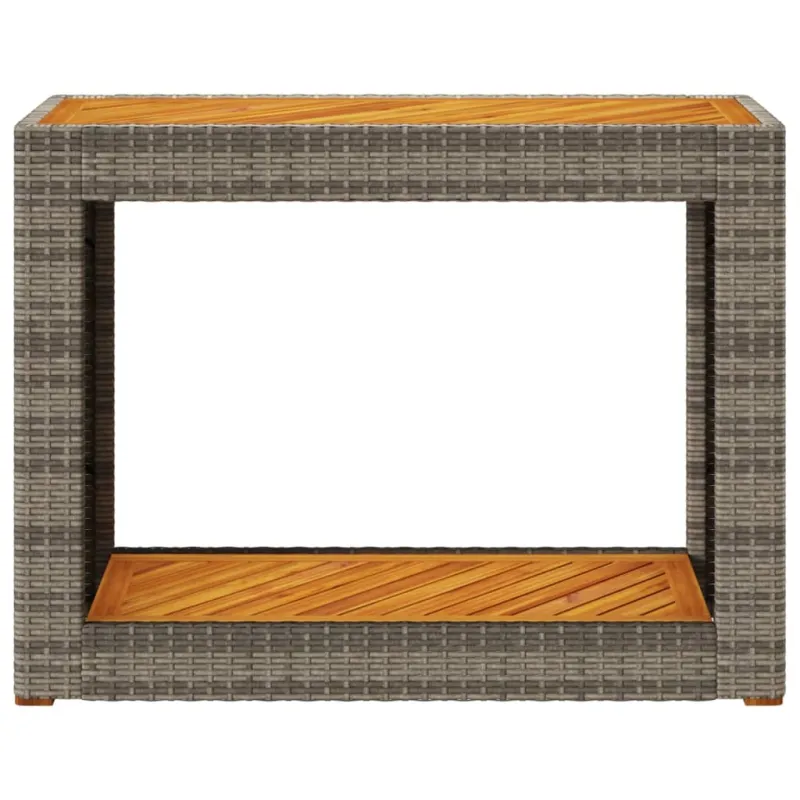 Pöytä puupintaisella, harmaa, 100x40x75cm, polyrattana