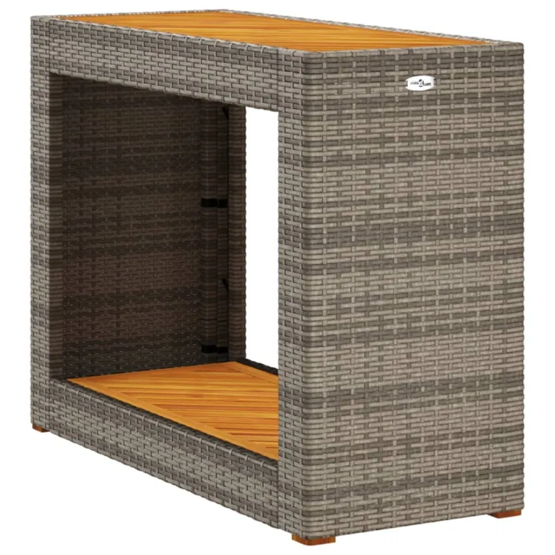 Pöytä puupintaisella, harmaa, 100x40x75cm, polyrattana