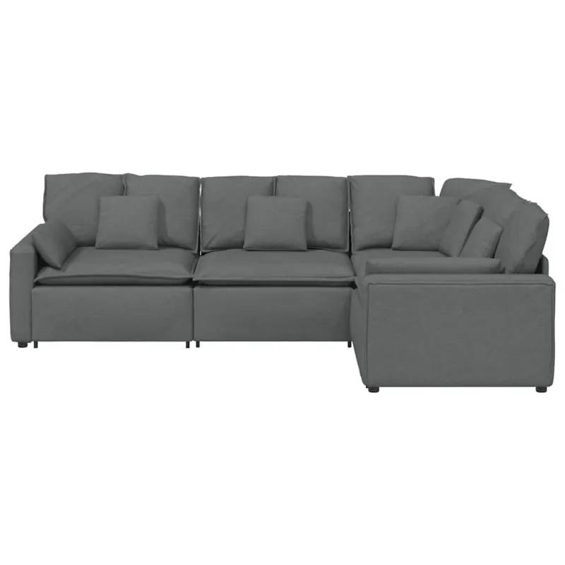 Modulinė sofa su pagalvėlėmis, audinys, tamsiai pilka