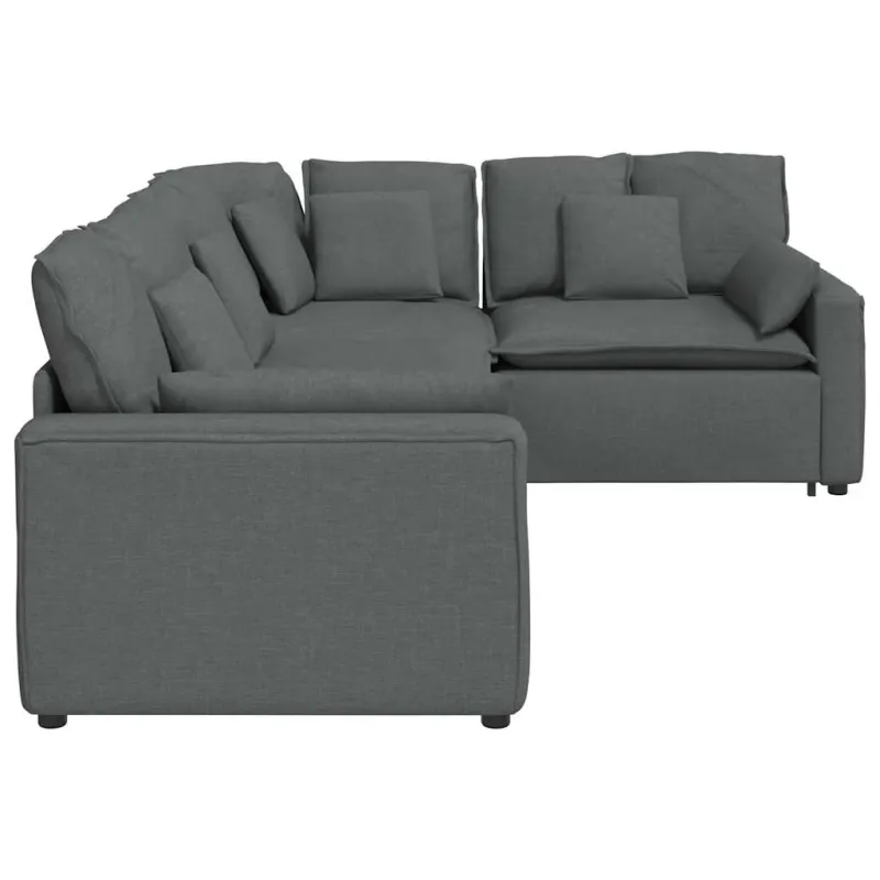 Modulinė sofa su pagalvėlėmis, audinys, tamsiai pilka