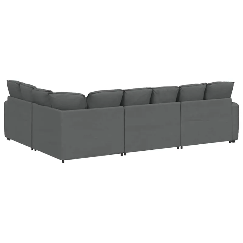 Modulinė sofa su pagalvėlėmis, audinys, tamsiai pilka