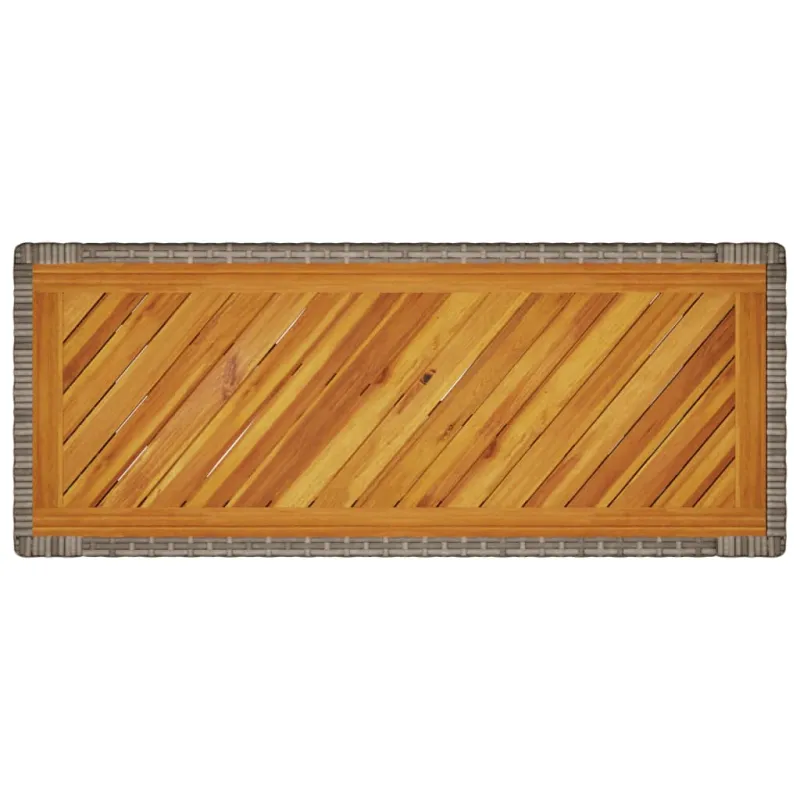 Pöytä puupintaisella, harmaa, 100x40x75cm, polyrattana
