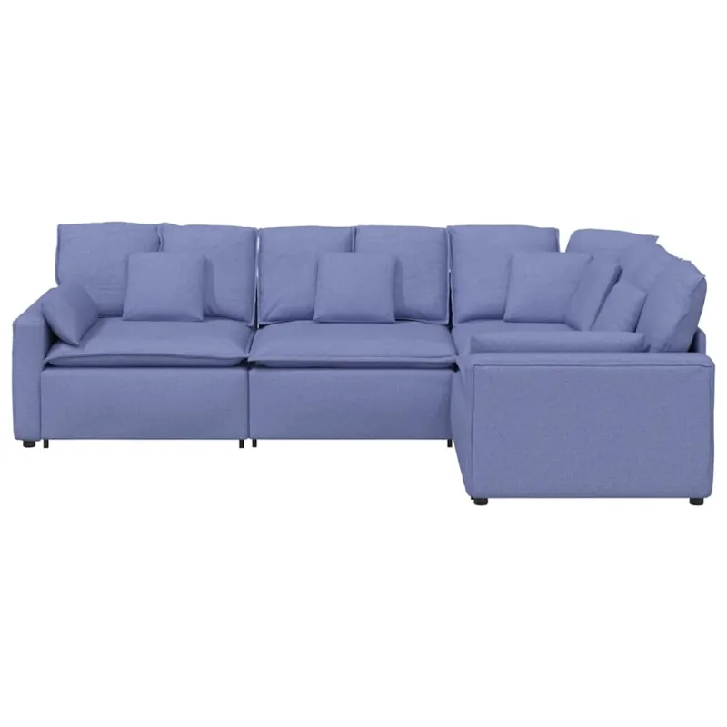 Modulinė sofa su pagalvėlėmis, audinys, džinso mėlyna