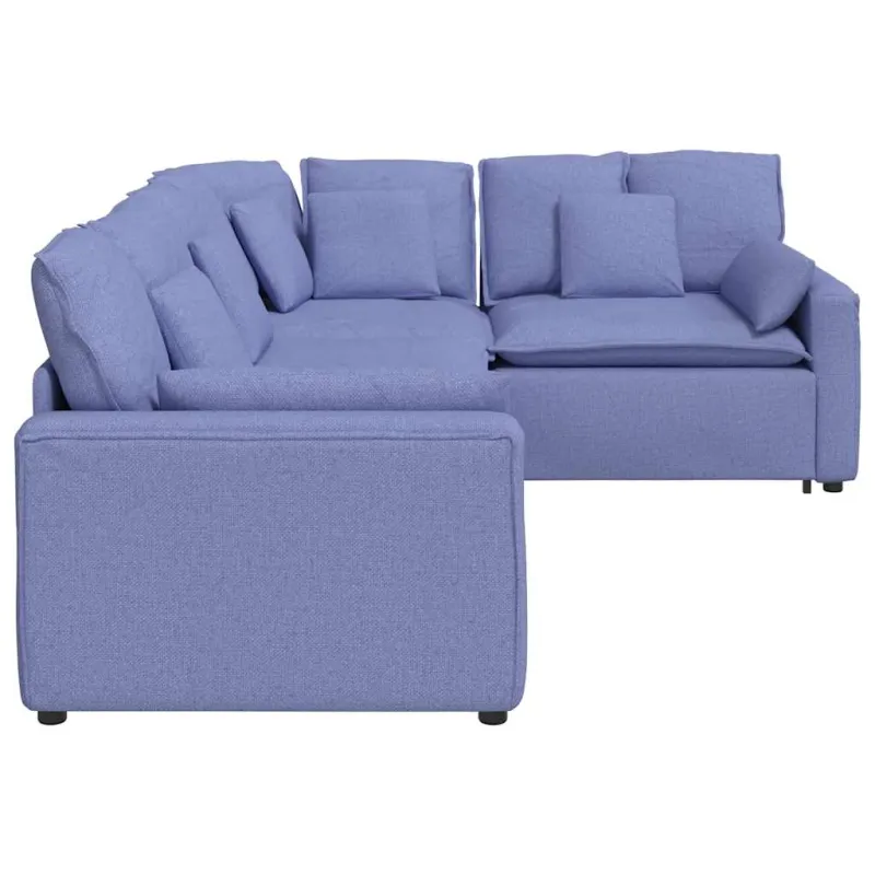Modulinė sofa su pagalvėlėmis, audinys, džinso mėlyna