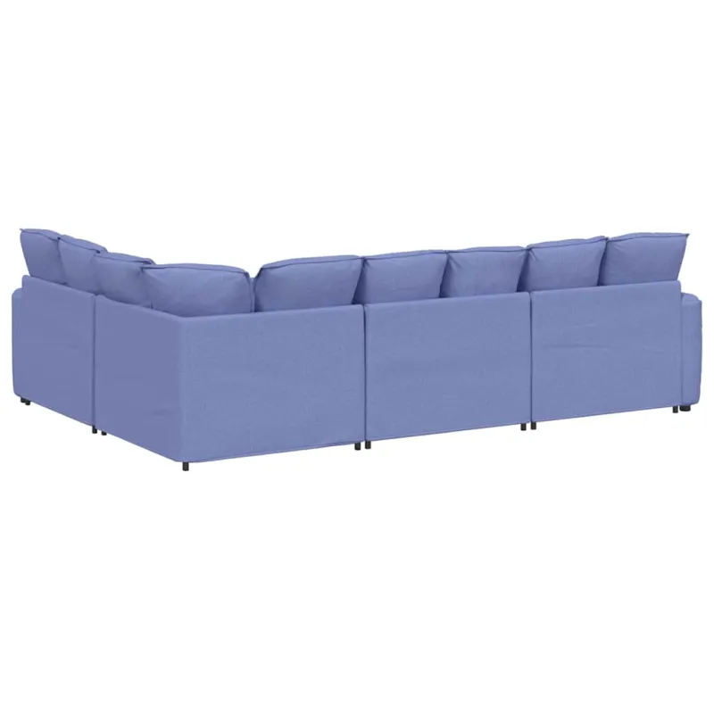 Modulinė sofa su pagalvėlėmis, audinys, džinso mėlyna