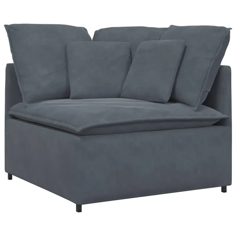 Modulinė sofa su pagalvėlėmis, aksominė, tamsiai pilka