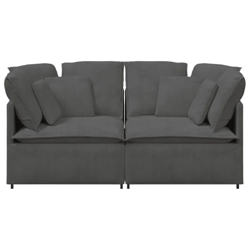 Modulinė sofa su pagalvėlėmis, velvetas, tamsiai pilka