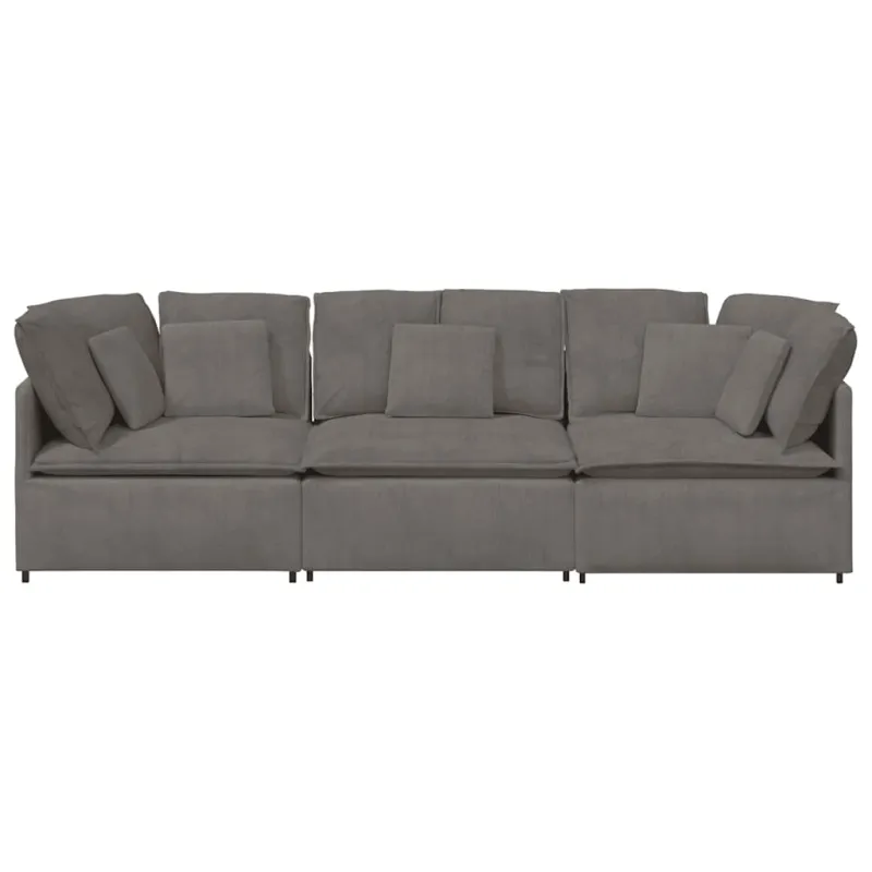 Modulinė sofa su pagalvėlėmis, šviesiai pilka, velvetas, audinys