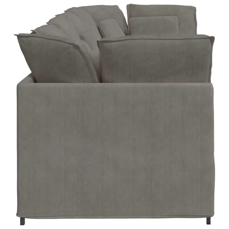 Modulinė sofa su pagalvėlėmis, šviesiai pilka, velvetas, audinys