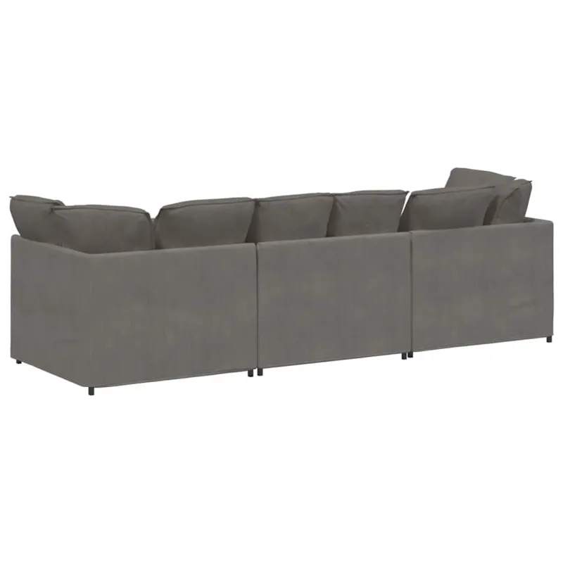 Modulinė sofa su pagalvėlėmis, šviesiai pilka, velvetas, audinys