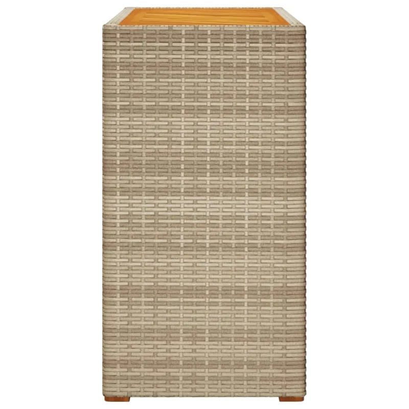 Pöytä puisella puupinnalla, hiekanvärinen, 100x40x75cm, polyrattana