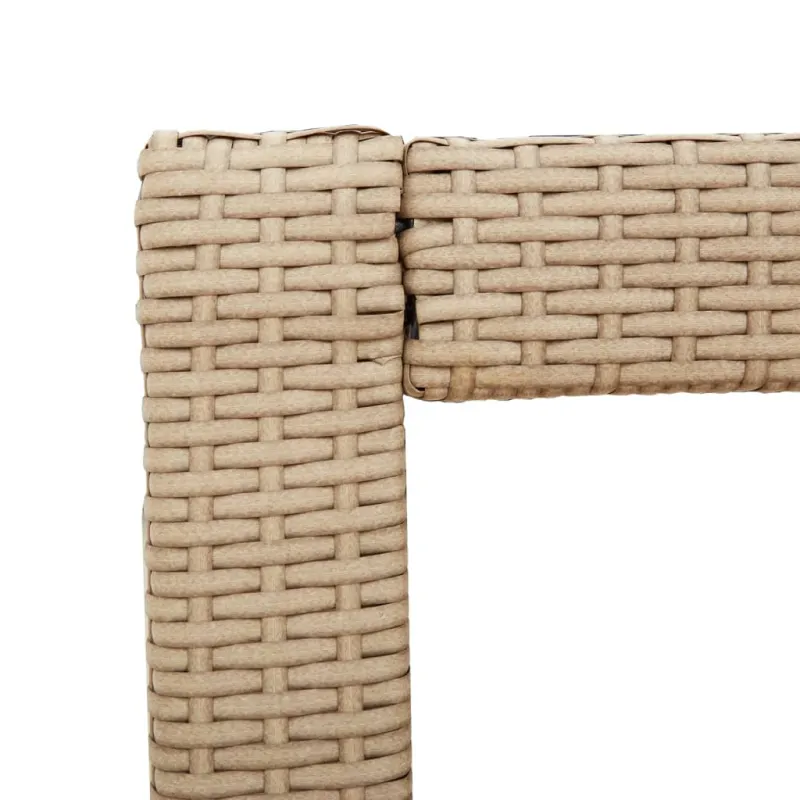 Pöytä puisella puupinnalla, hiekanvärinen, 100x40x75cm, polyrattana