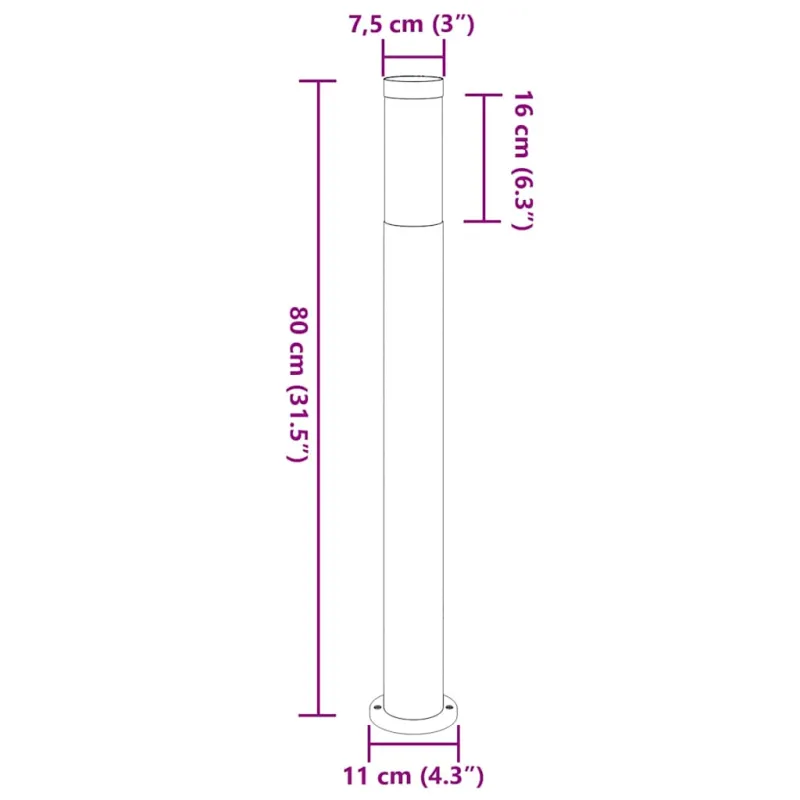 Šviestuvai stulpeliams, 3 vnt., 80 cm, nerūdijantis plienas, IP44