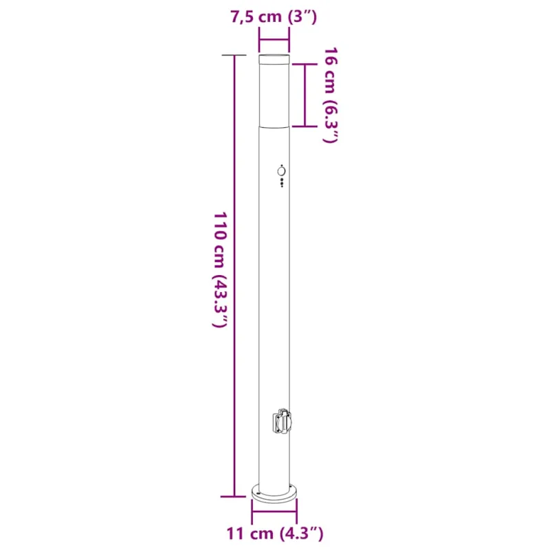 Apsauginis šviestuvas su jutikliu ir lizdu, 110 cm, nerūdijantis plienas, IP44