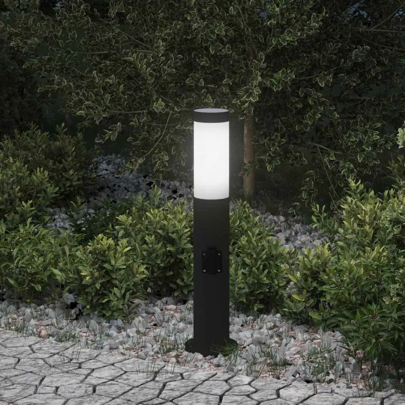 Apsauginis šviestuvas su lizdu, 50 cm, nerūdijantis plienas, IP44
