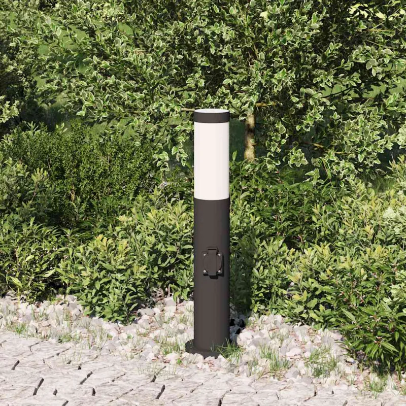 Apsauginis šviestuvas su lizdu, 50 cm, nerūdijantis plienas, IP44