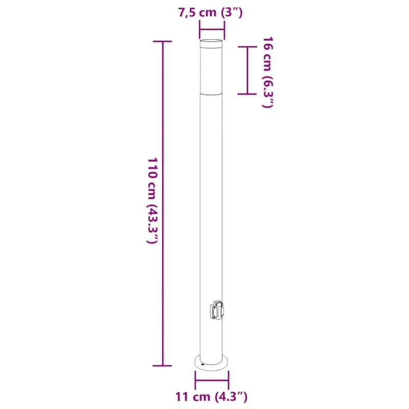 Šviestuvai su išleidimo anga, 3 vnt., 110 cm, nerūdijantis plienas, IP44