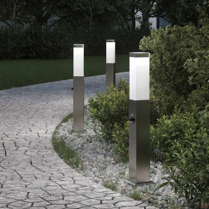 Šviestuvai su jutikliu, 3 vnt., 50 cm, nerūdijantis plienas, IP44