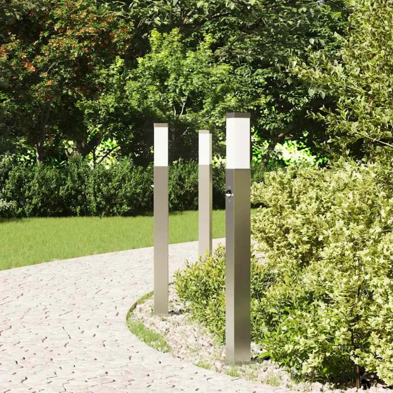 Šviestuvai su jutikliu, 3 vnt., 80 cm, nerūdijantis plienas, IP44