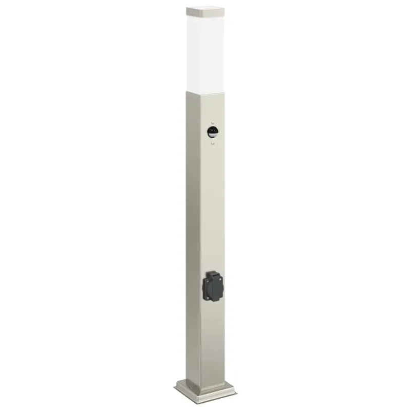 Šviestuvai su jutikliu ir lizdu, 3 vnt., 80 cm, nerūdijantis plienas, IP44