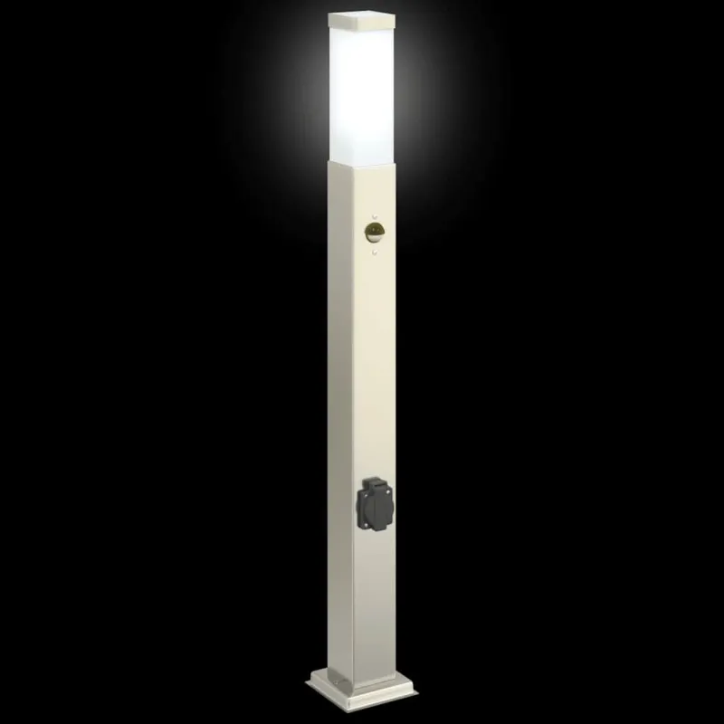Šviestuvai su jutikliu ir lizdu, 3 vnt., 80 cm, nerūdijantis plienas, IP44