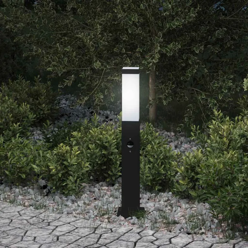 Apsauginis stulpelis su jutikliu, 50 cm, juodas, IP44