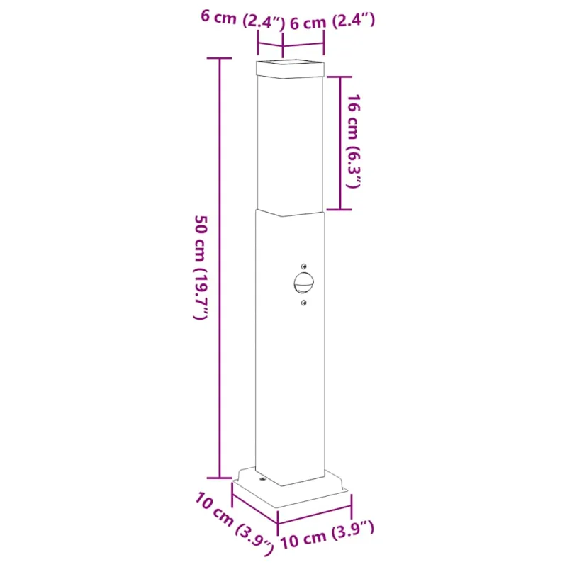 Apsauginis stulpelis su jutikliu, 50 cm, juodas, IP44