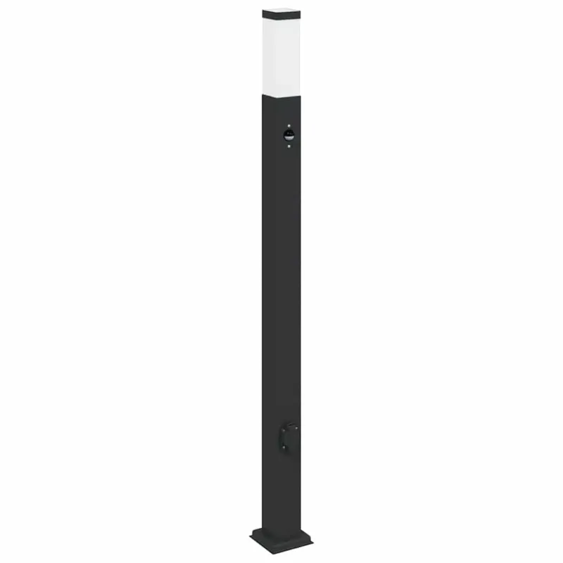 Apšvietimo stulpeliai su jutikliu ir lizdu, 3 vnt., 110 cm, juodi, IP44