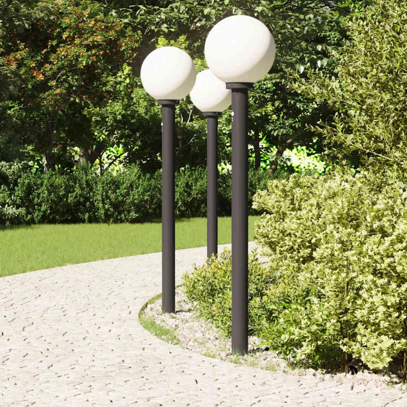 Stulpeliniai šviestuvai su jutikliu, 3 vnt., 120 cm, juodi, IP44