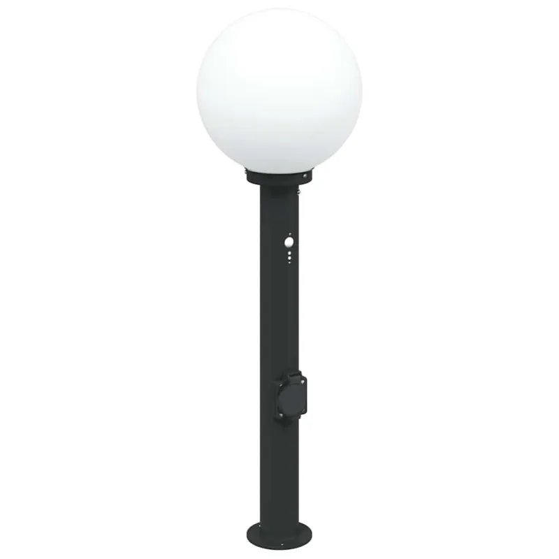 Apšvietimo stulpeliai su jutikliu ir lizdu, 3 vnt., 80 cm, juodi, IP44