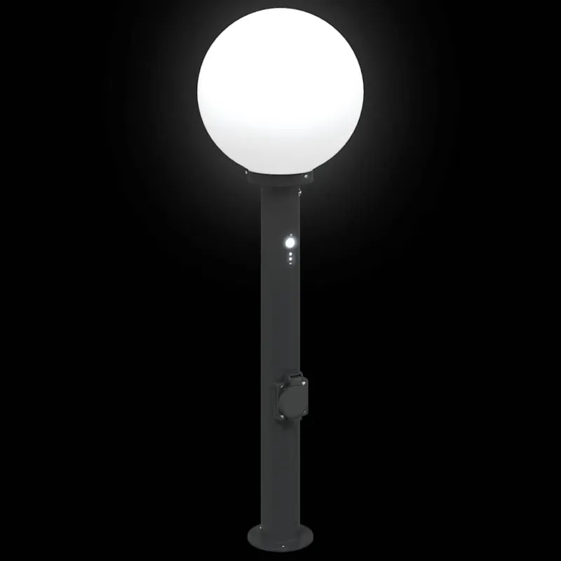 Apšvietimo stulpeliai su jutikliu ir lizdu, 3 vnt., 80 cm, juodi, IP44