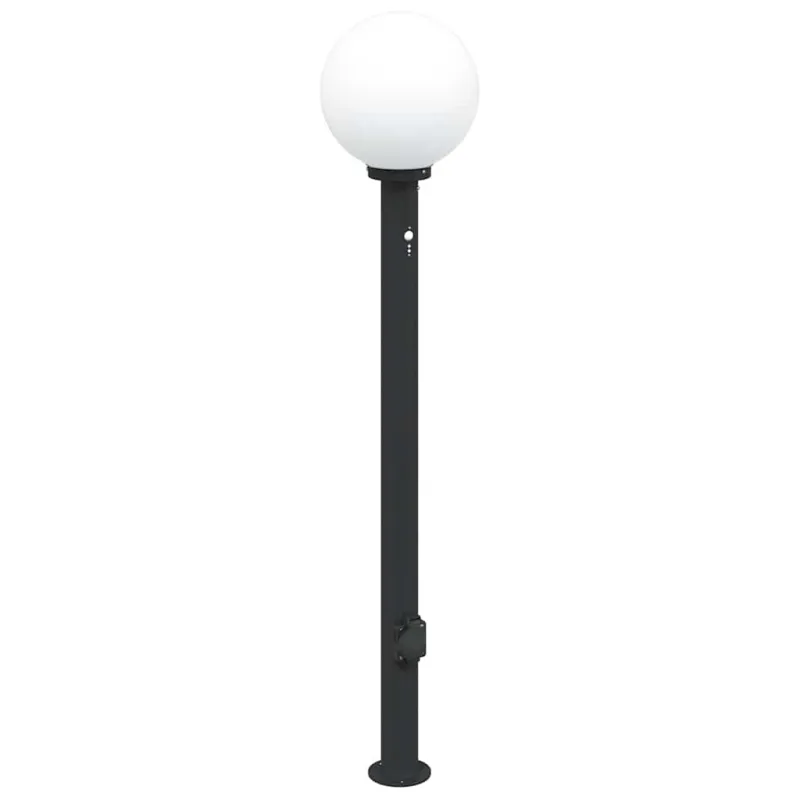 Stulpeliniai šviestuvai su jutikliu ir lizdu, 3 vnt., 120 cm, juodi, IP44