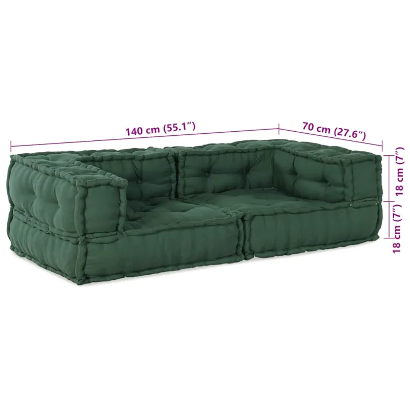 Dvivietė modulinė sofa, žalia, 140x70x36, audinys