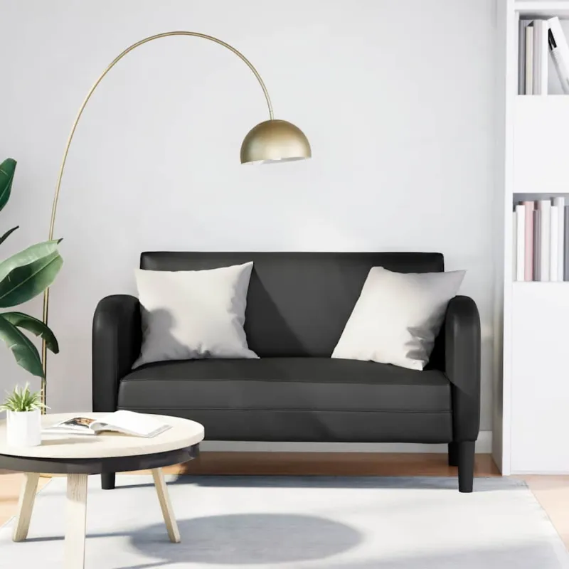 Dvivietė sofa, juoda, 110 cm, dirbtinė oda
